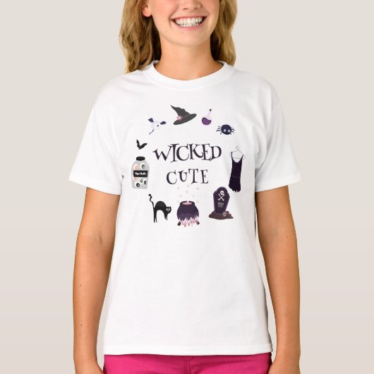 Spooky heks Halloween Kind Verjaardagsfeest T-shirt (Voorkant)