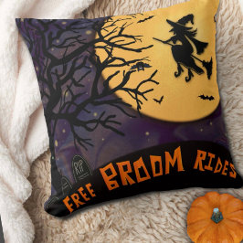 Spooky Heks Halloween Nacht Gratis Broom Rides Kussen