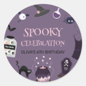 Spooky heks Halloween verjaardagsfeestje Ronde Sticker (Voorkant)
