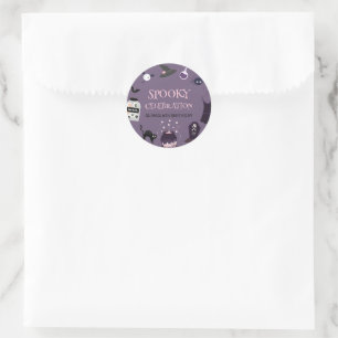 Spooky heks Halloween verjaardagsfeestje Ronde Sticker