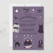 Spooky heks Halloween Verjaardagsfeestuitnodiging Kaart (Voorkant)
