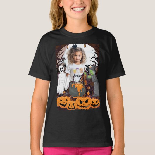 Spooky Heks Horror Pompoen Halloween  T-shirt (Voorkant)