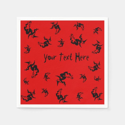 Spooky heks op vliegende bezemsteel plezier op Hal Servetten (Voorkant)