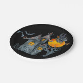 Spooky heks over Halloween Papieren Bordje (Gekanteld)