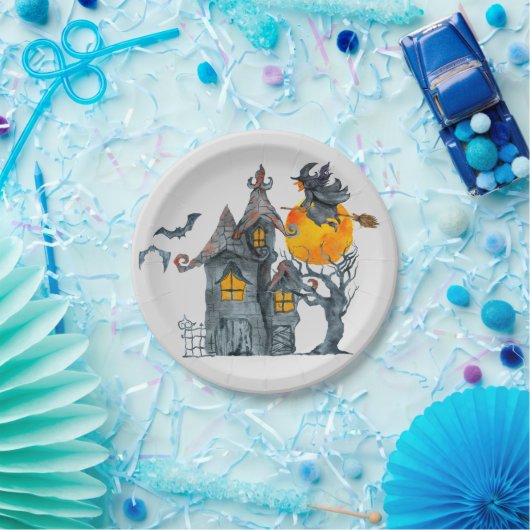 Spooky heks over het Bord Halloween Paper (Feest)