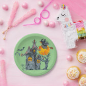 Spooky heks over het Bord Halloween Paper (Feest)