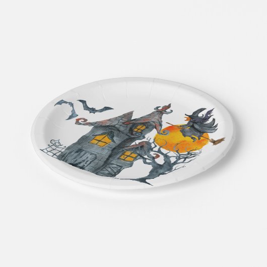 Spooky heks over het Bord Halloween Paper (Gekanteld)