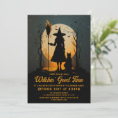 Spooky Heks Witchin' Good Time Halloween Party Kaart (Staand voorkant)