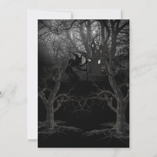 Spooky Heksen Bos Halloween Feest Uitnodiging (Achterkant)