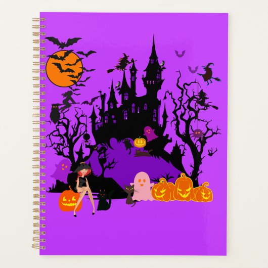 Spooky heksen kasteelfeest planner (Voorkant)