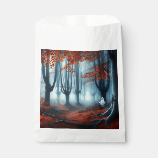 Spooky Herfst bossen met een spook Bedankzakje (Voorkant)