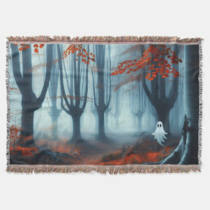 Spooky Herfst bossen met een spook Deken