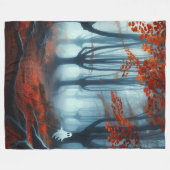 Spooky Herfst bossen met een spook Fleece Deken (Voorkant (Horizontaal))