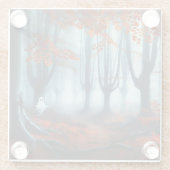 Spooky Herfst bossen met een spook Glazen Onderzetter (Achterkant)