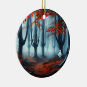 Spooky Herfst bossen met een spook Keramisch Ornament (Rechts)