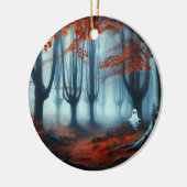 Spooky Herfst bossen met een spook Keramisch Ornament (Links)
