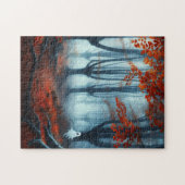 Spooky Herfst bossen met een spook Legpuzzel (Horizontaal)