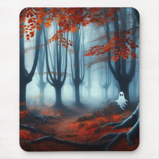Spooky Herfst bossen met een spook Muismat (Voorkant)
