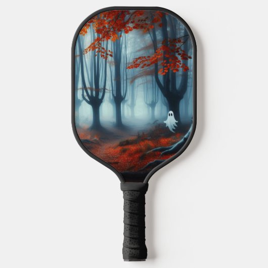 Spooky Herfst bossen met een spook Pickleball Paddle (Voorkant)