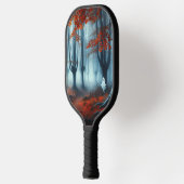 Spooky Herfst bossen met een spook Pickleball Paddle (Links)
