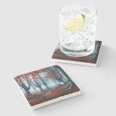 Spooky Herfst bossen met een spook Stenen Onderzetter (Zijkant)