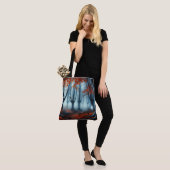 Spooky Herfst bossen met een spook Tote Bag (Op model)