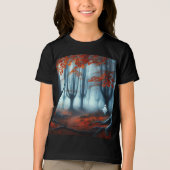 Spooky Herfst bossen met een spook Tri-Blend Shirt (Voorkant)