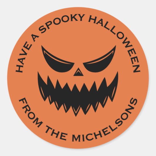 Spooky Herfst Halloween Jack O lantaarn pompoen ge Ronde Sticker (Voorkant)