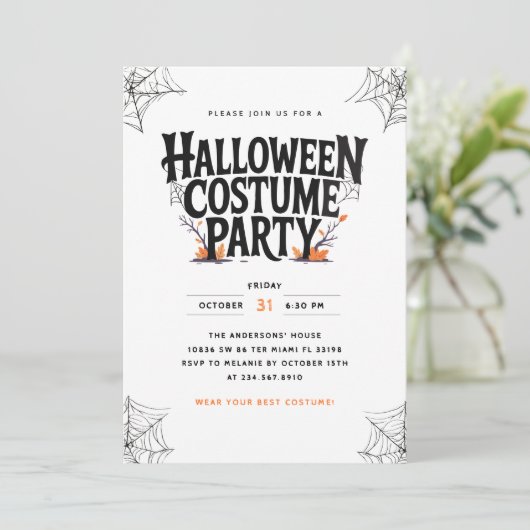 Spooky Herfst Halloween Kostuumfeest Kaart (Staand voorkant)