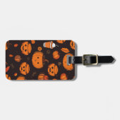 Spooky herfst pompoen kruiden horror nacht bagagelabel (Voorkant horizontaal)