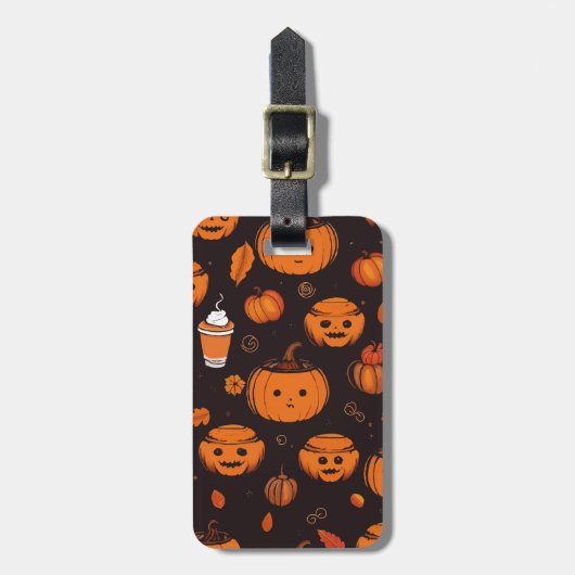 Spooky herfst pompoen kruiden horror nacht bagagelabel (Voorkant verticaal)
