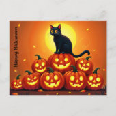 Spooky herfstnacht met gloeiende pompoenen briefkaart (Voorkant)