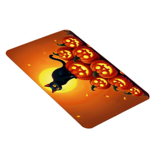 Spooky herfstnacht met gloeiende pompoenen magneet (Rechterzijde)