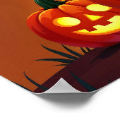 Spooky herfstnacht met gloeiende pompoenen poster (Hoek)