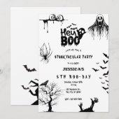 Spooky Hey Boo Kinder Halloween Verjaardagsfeest Kaart (Voorkant / Achterkant)