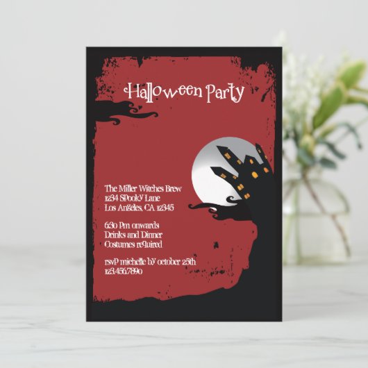 Spooky Hill Halloween Party Invitation Kaart (Staand voorkant)