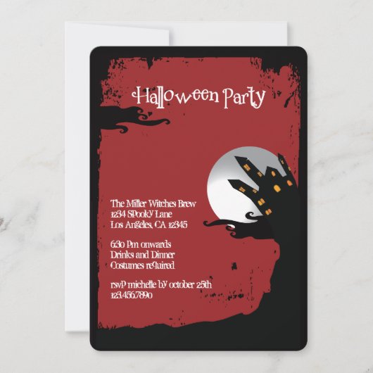 Spooky Hill Halloween Party Invitation Kaart (Voorkant)