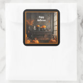 Spooky Home Halloween Collectie Vierkante Sticker (Tas)
