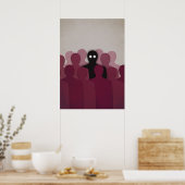 Spooky Horror Art Ghost in People Crowd Poster (Keuken)