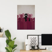Spooky Horror Art Ghost in People Crowd Poster (Thuiskantoor)