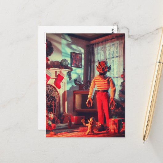 Spooky Horror Christmas Briefkaart (Voorkant / Achterkant in situ)