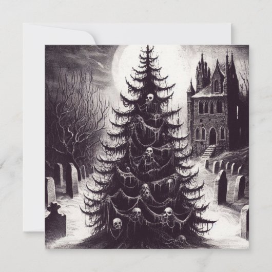 Spooky Horror Kerstboom Gothic Xmas Feestdagenkaart (Voorkant)