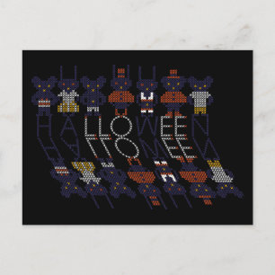 Spooky Horror Stick Cross Halloween Monsters Feestdagenkaart