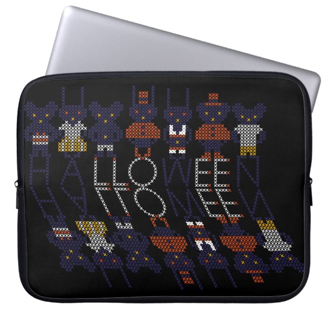 Spooky Horror Stick Cross Halloween Monsters Laptop Sleeve (Voorkant)