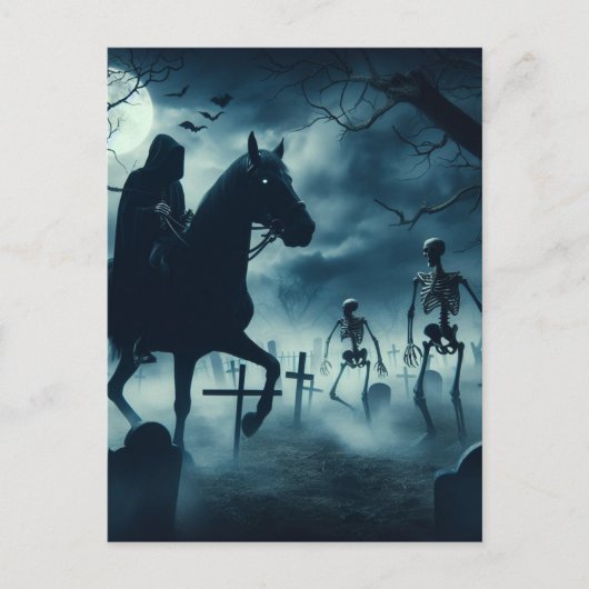 Spooky Horse Man op de begraafplaats Halloween Briefkaart (Voorkant)