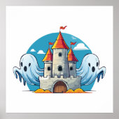 spooky house and ghost poster (Voorkant)