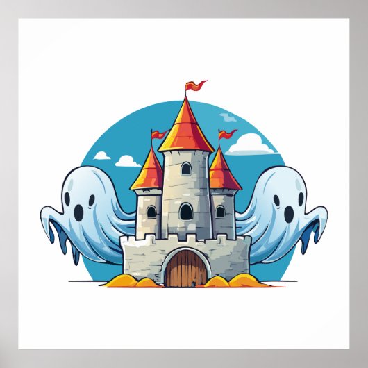 spooky house and ghost poster (Voorkant)