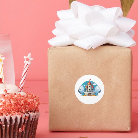 spooky house and ghost ronde sticker (Feest)