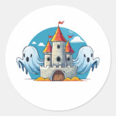 spooky house and ghost ronde sticker (Voorkant)