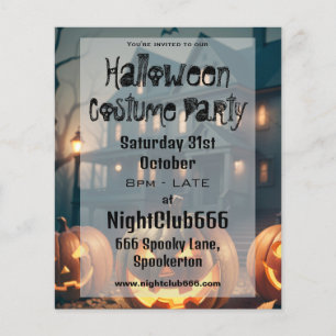 Spooky House en enge pompoenen Halloween Party Flyer